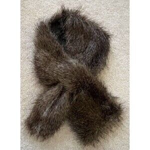 Faux Fur Scarf Wrap Brown Pull-Through Wedding Evening Formal Prom Mob Wife